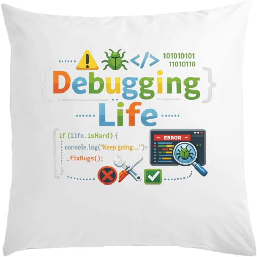 Livlektioner inspirerade av felsökningsprocess vit kudde 40 x 40 cm med fyllmedel vit