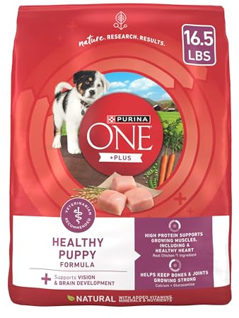Purina ONE Plus Healthy Puppy Formula High Protein Natural Dry Puppy Food with added vitamins, minerals and nutrients - 16.5 lb. Bag