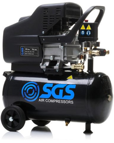 SGS Air Compressor 24 Litre Direct Drive, 9.6CFM 2.5HP with Twin Air Outlets