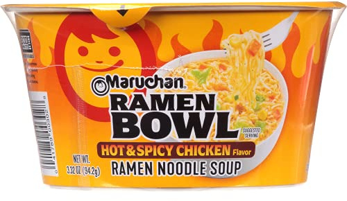 Maruchan Bowl Hot & Spicy Chicken Flavor Ramen Nouilles avec Légumes 94,1 g (lot de 12)