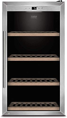 Caso WineSafe 75 Design Weinkühlschrank für bis zu 75 Flaschen (bis zu 310 mm Höhe), eine Temperaturzone 5-20°C für Rotwein oder Weißwein, Getränkekühlschrank