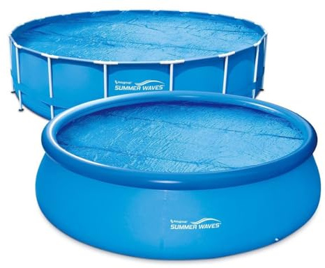 Summer Waves Solarfolie Solarplane Solar Cover - Poolheizung Pool Solarabdeckplane - Solarfolie Stärke 60 µm - Solarplane zuschneidbar - Poolheizung für Wassererwärmung (rund - Ø 3.66m)