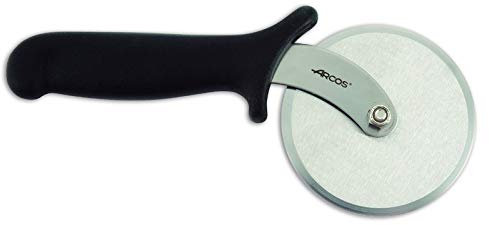 Arcos Gadgets Profesionales - Caja de 6 uds Corta Pizza Cortapizzas Cortador de Pizzas - Acero Inoxidable 100 mm - Mango de Polipropileno Color Negro (6 pcs)
