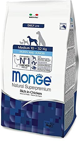Monge - Natural Superpremium - Medium Puppy und Junior reich an Huhn - Angebot 2 Säcke à 12 kg