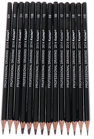 VAILANG 14 Stücke Skizze Kunst Zeichnung Bleistift 12B 10B 8B 7B 6B 5B 4B 3B 2B 1B HB 2H 4H 6H