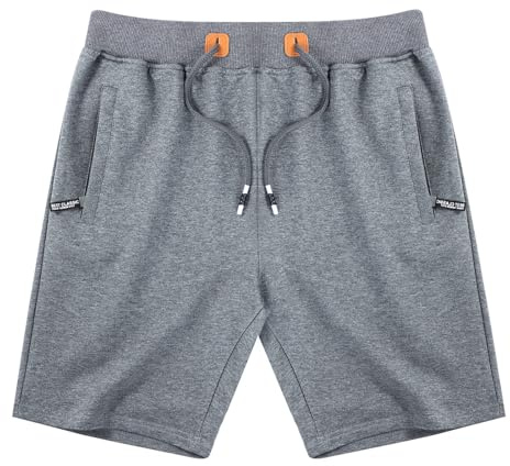 LY4U Pantalones Cortos Deportivos Casuales para Hombre con Bolsillos con Cremallera en la Cintura Elástica