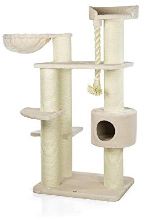 CanadianCat Company | Kratzbaum XXL Brockville für große & schwere Katzen XXL | beige | ca. 130 x 88 x 163 cm mit dicken Säulen