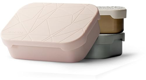 MAMEIDO Fiambrera acero inoxidable 1200 ml, compartimentos flexibles y tapa de silicona, lunch box adultos, bento box kids, lonchera para niños (Blush Kissed)