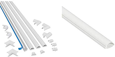 D-Line 2010KIT001 4-Meter Micro Trunking Multipack, White – 20mm (W) x 10mm (H) & Micro Cable Trunking Self-Adhesive Cable Covers Electrical Cable Tidy, 20mm (W) x 10mm (H) - 1 meter Length - White