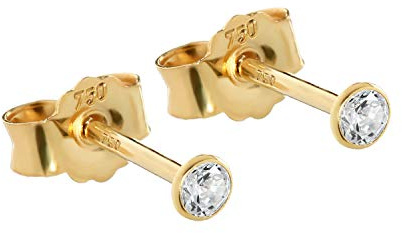 NKlaus Ohrstecker ohrstecker gold 585 echtgold, für Damen, 2,3mm, 2 Stück | 750 Gold; 750er Gelbgold; Zirkonia weiß; Durchmesser: 2,3mm; Gelbgold; Weiß; ohrringe gold 333