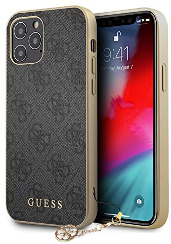 Guess 4G Charms Hard Case Hülle für Apple iPhone 12/12 Pro (6.1) - Grau GUHCP12MGF4GGR Uni