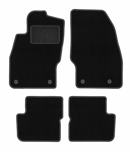 Velours-Fußmatten passend für Opel Corsa E 2015-2020, Schwarz, LUX | passend für Schrägheck; Velours-Teppich (Polypropylen), ca. 6,5 mm; rutschfest, vormontierte Befestigungen (Typ OP)