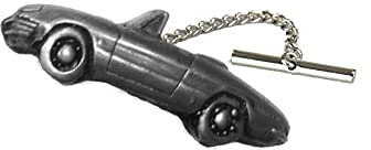 Krawattennadel mit Kette und Kette, Motiv: Classic Car Romeo Spider Round Tail, Zinneffekt, Zinn