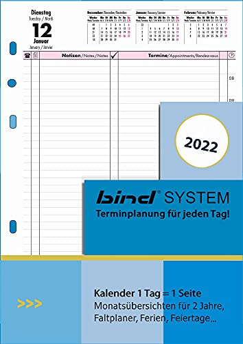 bind Kalender 2022 DIN A5 Kalendereinlagen Terminkalender Tageskalender 1 Tag = 1Seite B550322