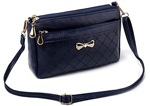 FULEI Umhängetasche Damen Klein Crossbody Bag Handtasche Blaue Tasche mit Verstellbarer Schultergurt