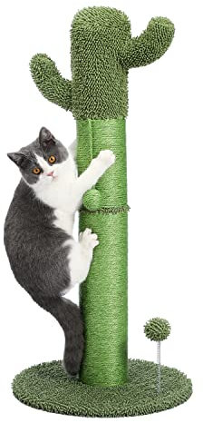 PAWZ Road Cactus Scratching Posts, Creative Scratching Posts, Stylish Cat Tree, Large with Ball H: 85cm/33.5 Green
