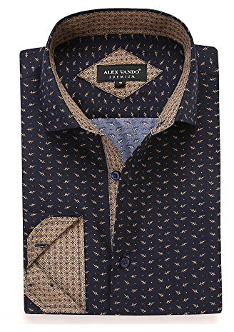 Alex Vando Mens Printed Dress Shirts Long Sleeve Regular Fit Button Down Shirt