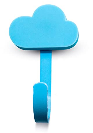 DOJA Barcelona | Percha Nube Azul | 47 x 77 mm | Pack 4 Perchero Infantil | Perchas Ropa Niños | Colgador para Dormitorio | Niño y Niña