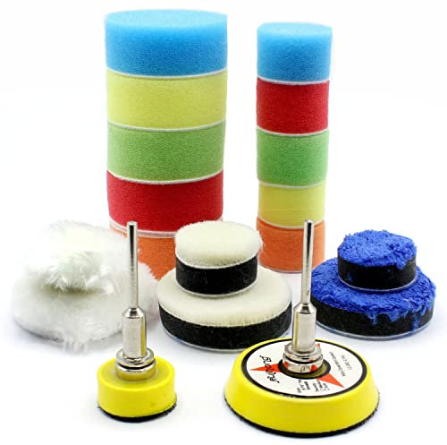 18-tlg. Polierteller Polierscheibe Polierschwamm 25/50 mm für Dremel, Proxxon Polierset zum Polieren Wachsen und Versiegeln