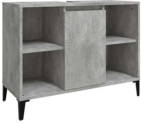 vidaXL Armario de Lavabo Madera contrachapada Gris hormigón 80x33x60cm