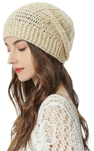 ZLYC Damen Sommer Strickmützen Handgemacht Häkelmütze Slouch Beanie Mütze | Baumwolle Atmungsaktives