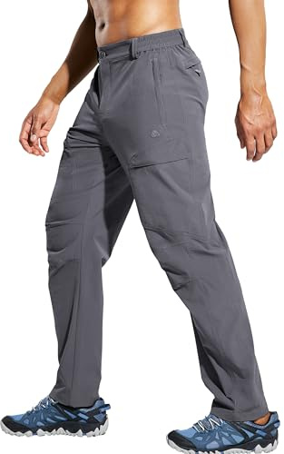 Haimont Men's Hiking Pants Quick Dry Travel Cargo Pants with 6 Pockets Stretch for Golf Fishing Climbing, Grey, L
