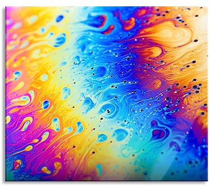 Bunte Farben Herdabdeckplatte & Spritzschutz aus Echtglas | Für Herd-Kochfelder | 60x52 cm