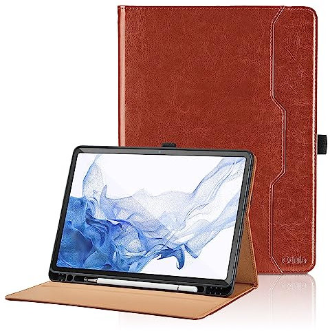 Hülle für Samsung Galaxy Tab S8 2022/ S7 2020 11 Zoll PU Leder Schutzhülle mit Tasche und Stifthalter, Smart Cover mit Stand Funktion - Braun