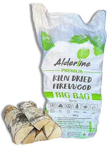 Alderline Premium Kiln-Dried Birch Hardwood Logs 20kg - Ready to Burn firewood - Smokeless fire logs for wood burners, Stoves, Fire Pits