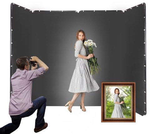 XPAISYQC 13,12 Piedi x 7,87 Piedi Sistema di Supporto dello Grande Schermo Fondale Nero Portatile della Parete per Ritaglio della Fotografia, Live Streaming, Le Riprese del Ritratto, Studi Video