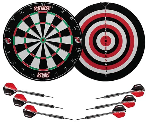 Ruthless Rivals Family Dart Board Game | 18*1 Double Sided Dartboard Set Including 2 Sets of Darts (DB074)
