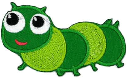 Catch the Patch Raupe Aufnäher zum Aufbügeln 6,8 x 4,1 cm Bügelbild für Kinder Mädchen mit Lieblingstier Insekt, Bügelpatch Patches Bügelflicken