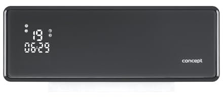 Concept QH4100 Radiatore elettrico in ceramica, 2 impostazioni: 1000 e 2000 W, montaggio a parete, controllo app, telecomando, display LED con indicatore di temperatura, timer, grigio