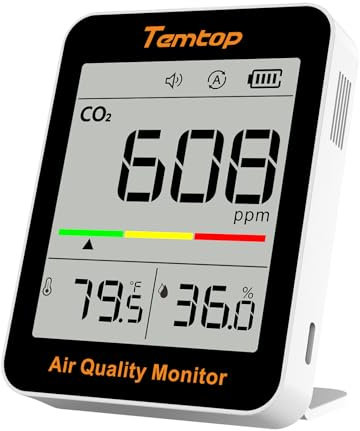 Temtop CO2 Monitor Indoor Air Quality Monitor Portable Carbon Dioxide Detector CO2 Temperature Humidity Meter for Home Office School