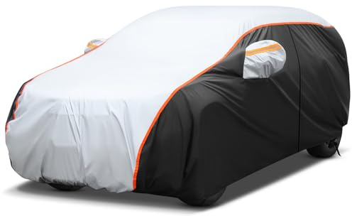 10-Couches Bache Voiture Exterieur Imperméable pour SUV, Housse de Voiture PEVA Couverture avec Ouverte Latérale pour Cabine, Coton Respirant, Anti UV Neige Poussière Anti Grele 460 * 183 * 170cm
