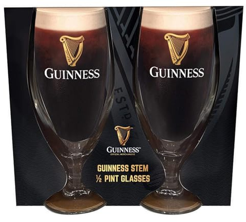 Shamrock Gift Company Guinness - Vasos con tallo de media pinta - Paquete de 2