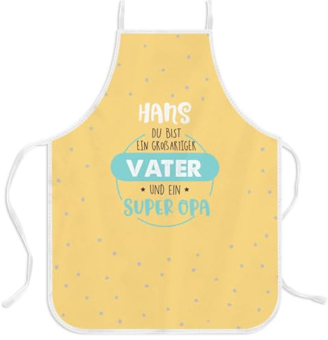 Wanapix | Schürze Personalisiert | Kochschürze Herren | Vatertag | Grillschürze für Männer | Geschenk für Großvater | 62x82 cm | Super Opa
