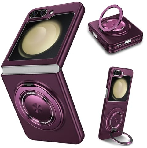 ZHOZEXIN Kompatibel mit Samsung Galaxy Z Flip 5 Hülle, Drehring Magnetischer Schutz stoßfeste Abdeckung für Samsung Galaxy Z Flip 5 5G, Faltbare schlanke Hülle (Lila)