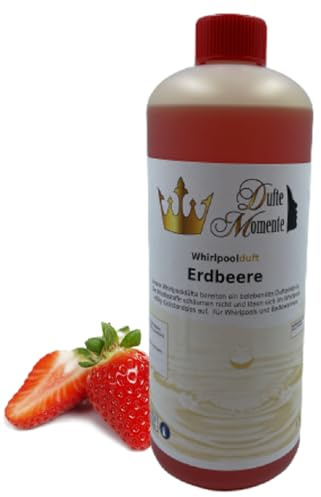 Dufte Momente | Whirlpool Duft 1000ml | Erdbeere | mit naturreinen und natürlichen ätherischen Ölen | kein Schaum | vegan und ohne Tierversuche