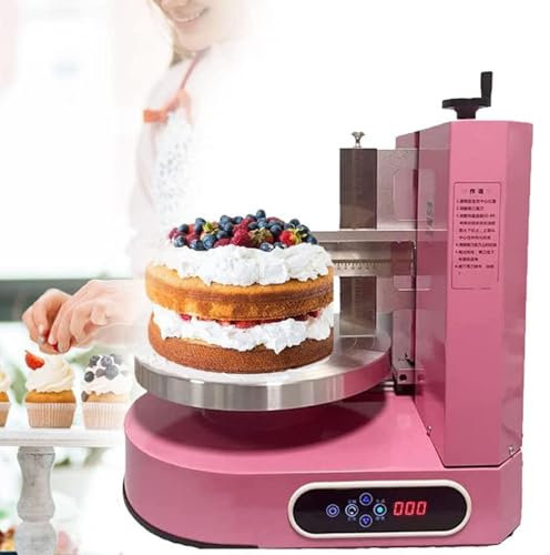 Cake Making Smoothing Machine Portable Automatic Decorating Cake Coating Smoothing Scraping Machine, Adjustable Cake Icing Smoother Tool Baking Birthday Cake Tools For Cake Shops And Households(Pink)