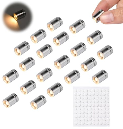 20 x LED-Mini-Lichter (warmweiß), kleine LED-Lichter für Puppenhaus-Bastelarbeiten, Miniatur-Lichter zur Dekoration