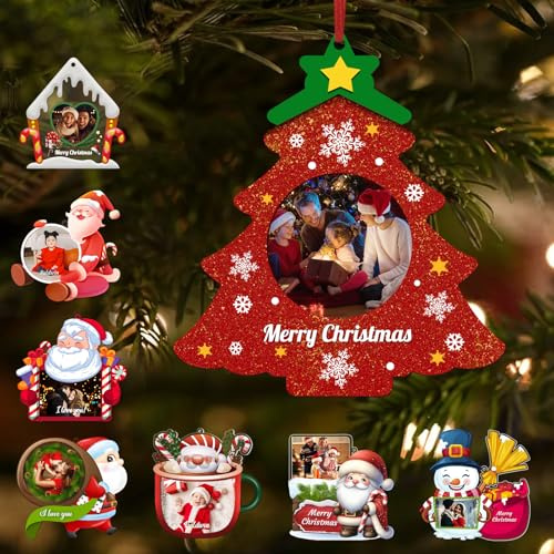 2024 Personalisierter Weihnachtsschmuck, Weihnachtsbaumdekoration mit Foto und Namen, Holz Acryl Weihnachtsanhänger, Personalisierte Weihnachtskugeln, Personalisierte Andenken
