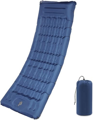 SHANNA Isomatte Outdoor Camping Luftmatratze: Extra Dick 12cm Ultraleicht Aufblasbare Matratze Die Bequemste Faltbar Luftmatratze Schlafmatte Mit Fußpumpe Für Trekking Zelt (Marineblau)