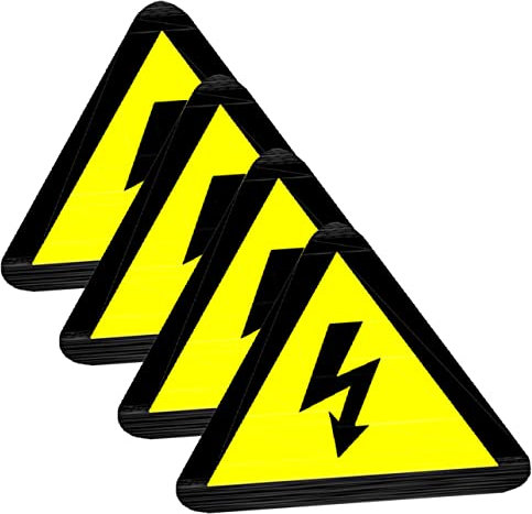 BELLIFFY 20 Stück Elektrozaun Warnaufkleber 50x50mm Elektrisches Gefahrenzeichen Gelber Dreieckiger Sicherheitsaufkleber Haftstark Für Industrie Lager Und Büro