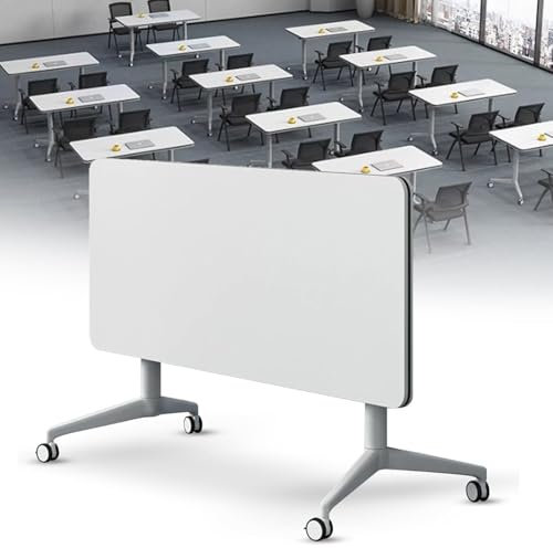 JXYQ Mobiler Konferenztisch, klappbare Raumtische, Seminare, dynamische Meetings, Schulungstische, tragbarer großer Computertisch, für Schulungen, Büros und Klassenzimmer, weiß, 1.140 cm