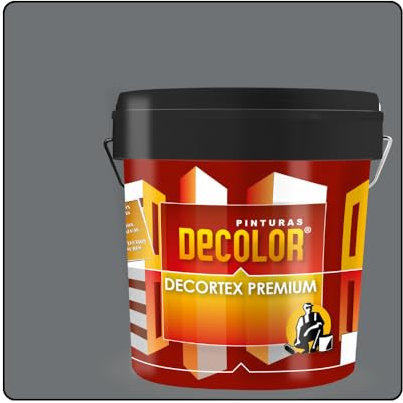PINTURAS DECOLOR DECORTEX LISO PREMIUM - Pintura revestimiento impermeabilizante para fachadas. (4 litros). GRIS OSCURO.