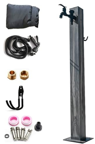 LYUCAYHQ Grifo con Soporte Manguera, Columna de Agua Estancada de Acero Inoxidable 304, Columna de Agua de Fuente Jardin, Columna de Agua Vertical Anticongelante para Jardín(Gray)