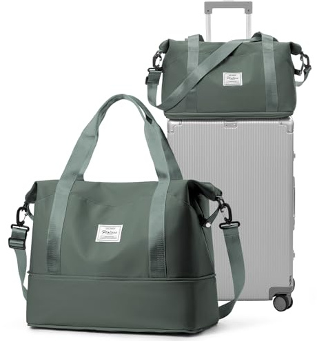 HPLQQ Weekenderväska Dam Sportväska 40x20x25 Ryanair Handbagageväska 40x30x20 Sjukhusväska Reseväska Badväska Träningsväska för Flygresor, C03-Armégrön