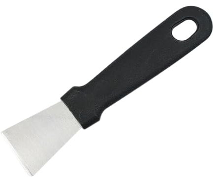 TEEKU Spatola multiuso per la pulizia della cucina, in acciaio inox, dritta e angolata, in metallo, per barbecue all'aperto, grill, padella, pistone da bagno (BK1, taglia unica)