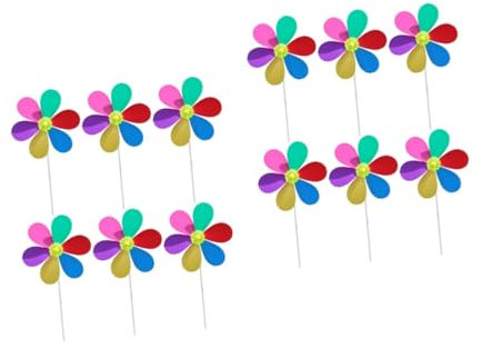POPETPOP 6pièces Moulin à Vent à Six Jouet Portatif Coloré Décoration Extérieure DIY pour Jardins Et Pots De Fleurs